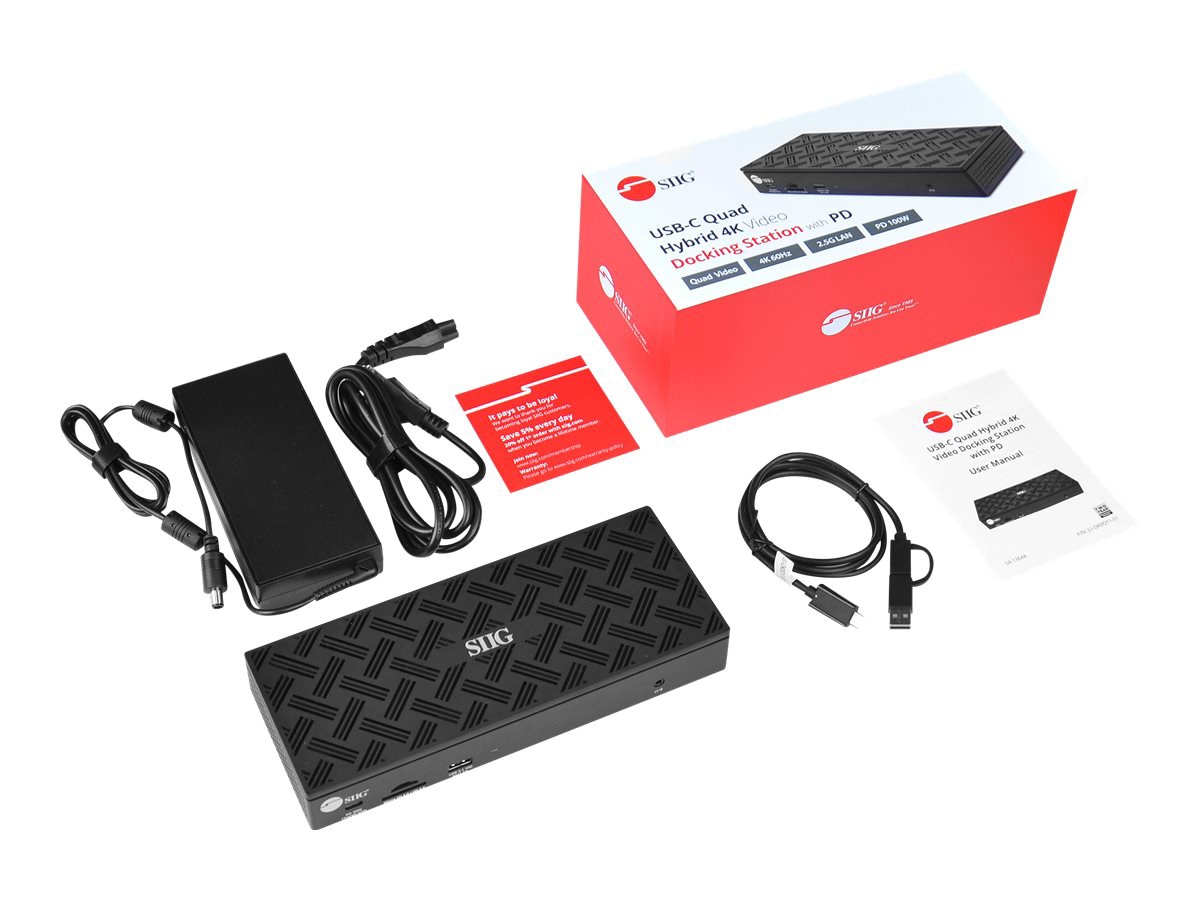 Thumbnail 5 of 7 for SIIG USB-C Quad Hybrid 4K Video Docking Station with PD - docking station - USB-C / Thunderbolt 3 - 4 x DP, 4 x HDMI -