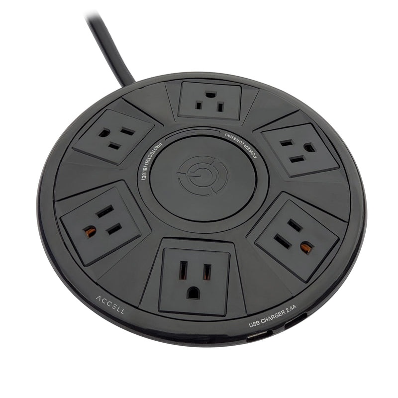 Accell Power Air Surge Protector and USB Charging Station with 6' Cord