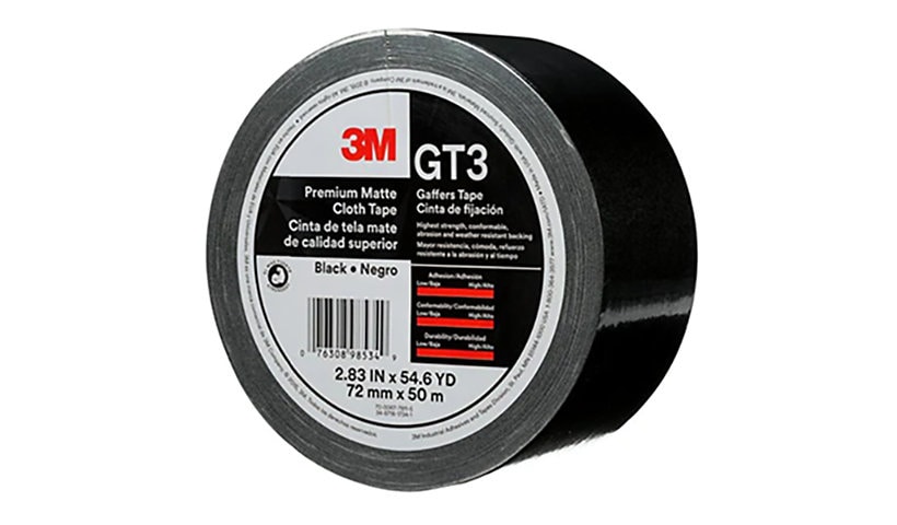 3M Premium GT3 cloth tape - 2.83 in x 164 ft - black