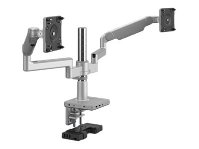 Humanscale M2.1 - mounting kit - adjustable arms - for 2 LCD displays - silver with gray trim