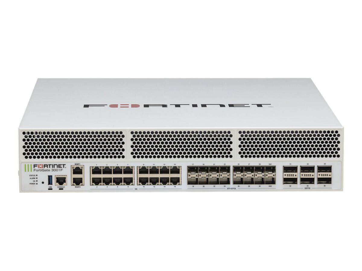 Fortinet FortiGate 3001F - security appliance - with 5 years FortiCare 24X7 Service + 5 years FortiGuard