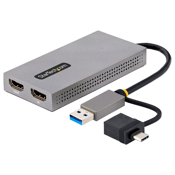 StarTech.com USB to Dual HDMI Adapter, USB A/C to 2x HDMI Displays (1x 4K30, 1x 1080p), USB 3.0 to HDMI Converter,