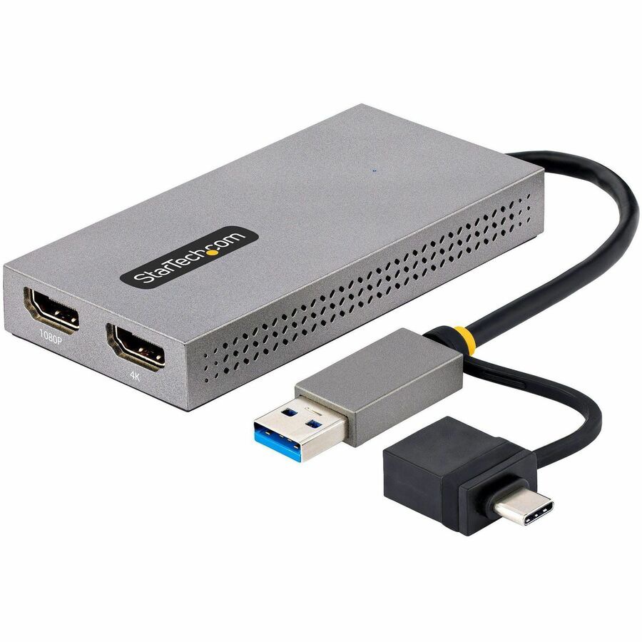 StarTech.com USB to Dual HDMI Adapter, USB A/C to 2x HDMI Displays (1x 4K30, 1x 1080p), USB 3.0 to HDMI Converter