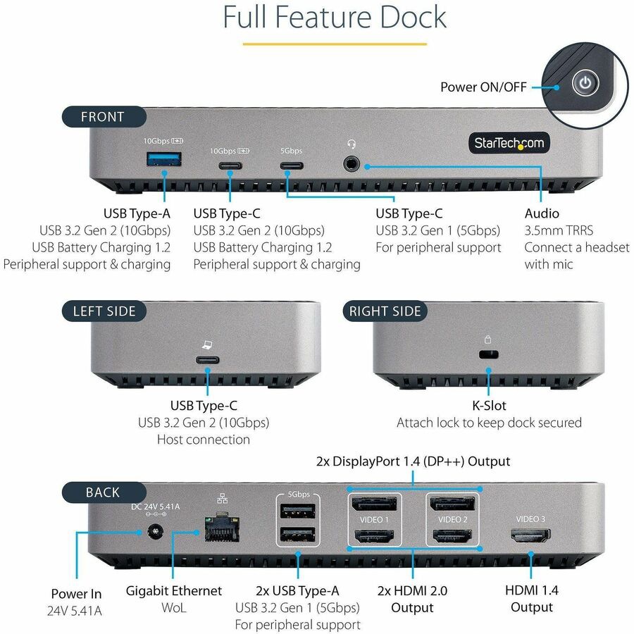StarTech USB-C Triple Monitor Docking Station - Thumbnail 4