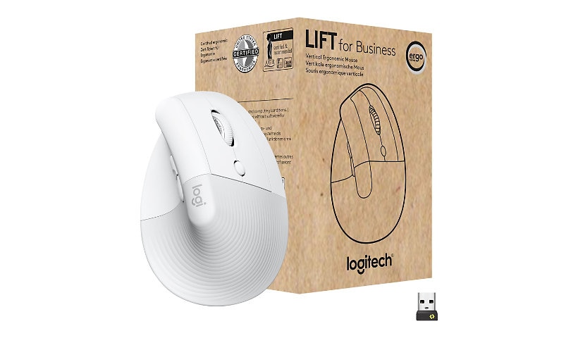 Logitech Lift for Business - souris verticale - Bluetooth, 2.4 GHz - blanc cassé