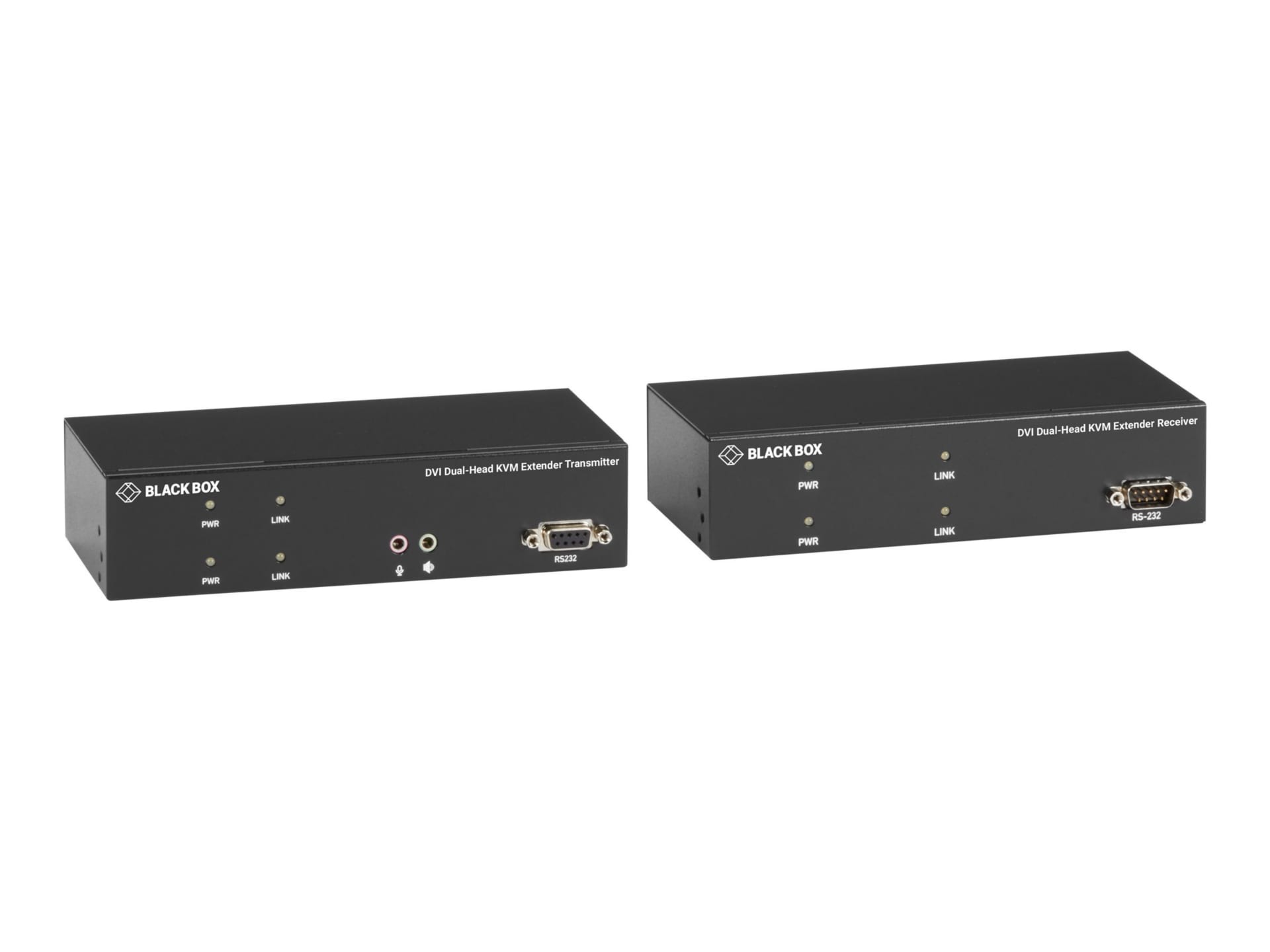 Black Box KVM Extender over CATx - Dual-Head, DVI-D, USB 2.0, Serial, Audio