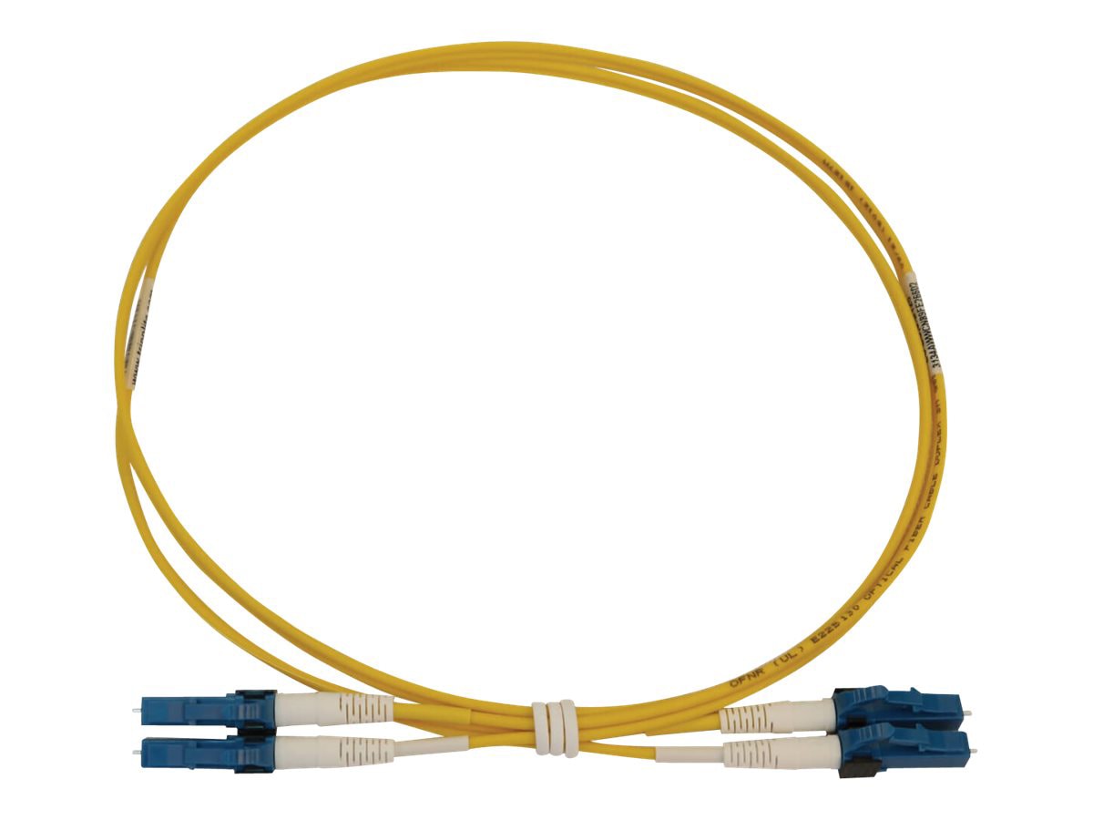 Eaton Tripp Lite Series 400G Duplex Singlemode 9/125 OS2 Switchable Fiber Optic Cable (LC/UPC M/M), LSZH, Yellow, 1 m