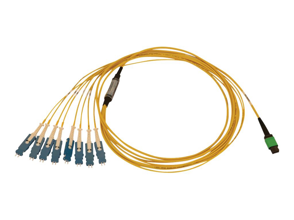 Eaton Tripp Lite Series 40/100/400G Singlemode 9/125 OS2 Breakout Fiber Optic Cable (16F MTP/MPO-APC to 8x Duplex SN-UPC