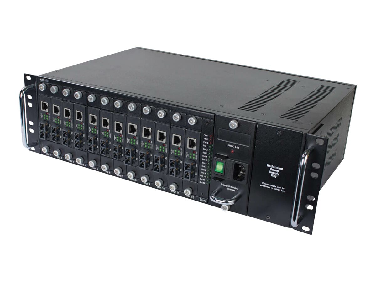 Tripp Lite 12-Slot Rack Mount Media Converter Chassis for select N784-H and N785-H models - fiber media converter