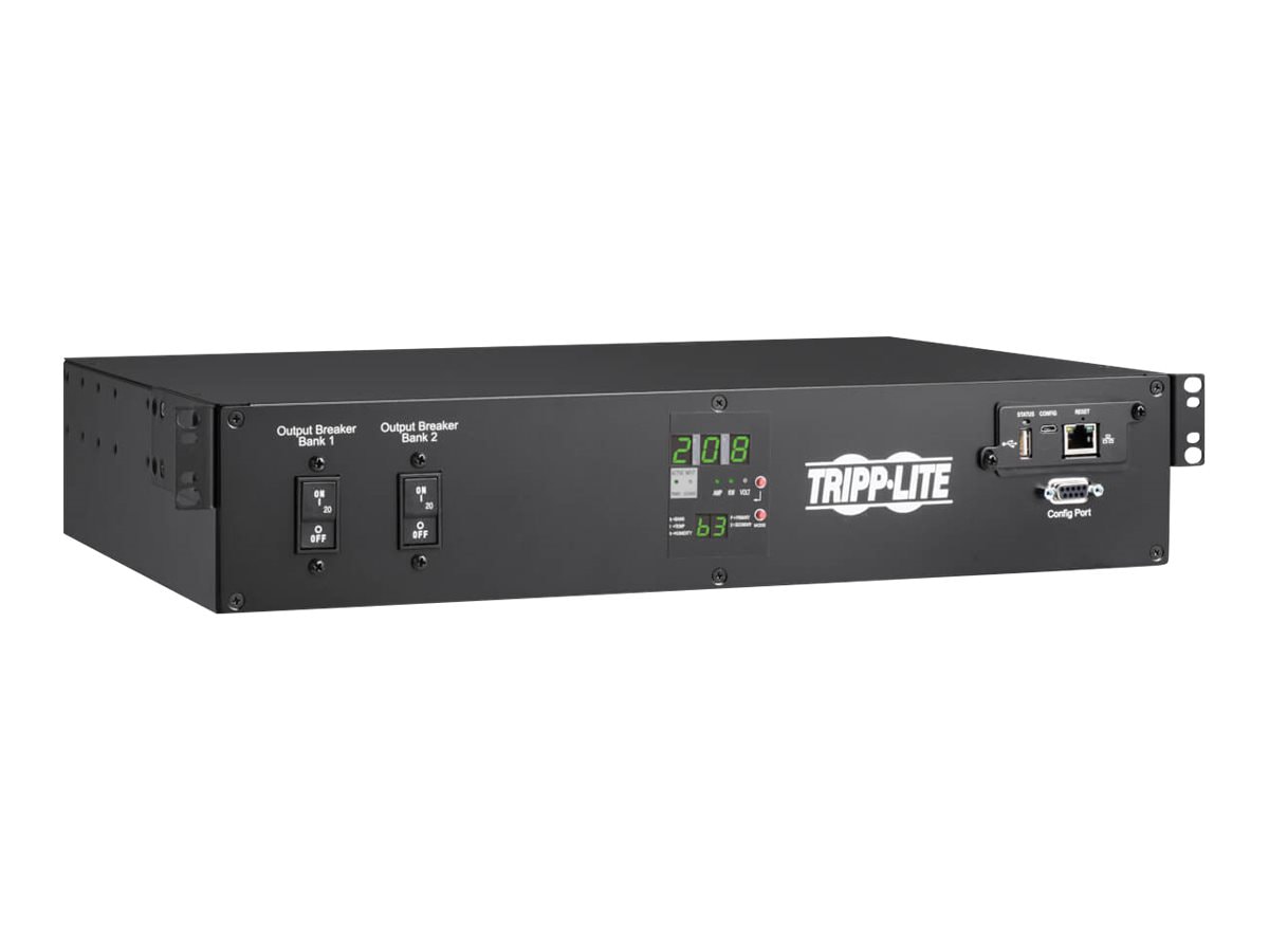 Tripp Lite 5.8kW 208/240V Single-Phase ATS/Monitored PDU - 16 C13, 2 C19 & 1 L6-30R Outlets, Dual L6-30P Inputs, 10 ft.
