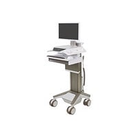 Ergotron CareFit Pro - cart - Electric Lift - for LCD display / keyboard / mouse / CPU - white, warm gray - TAA