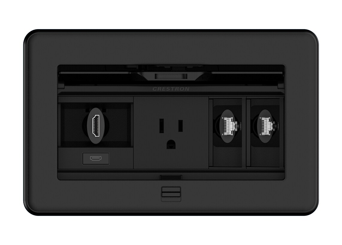 Crestron FlipTop FT2 Series Cable Management System - outlet box - 202 size, mechanical, pass-through lid - black