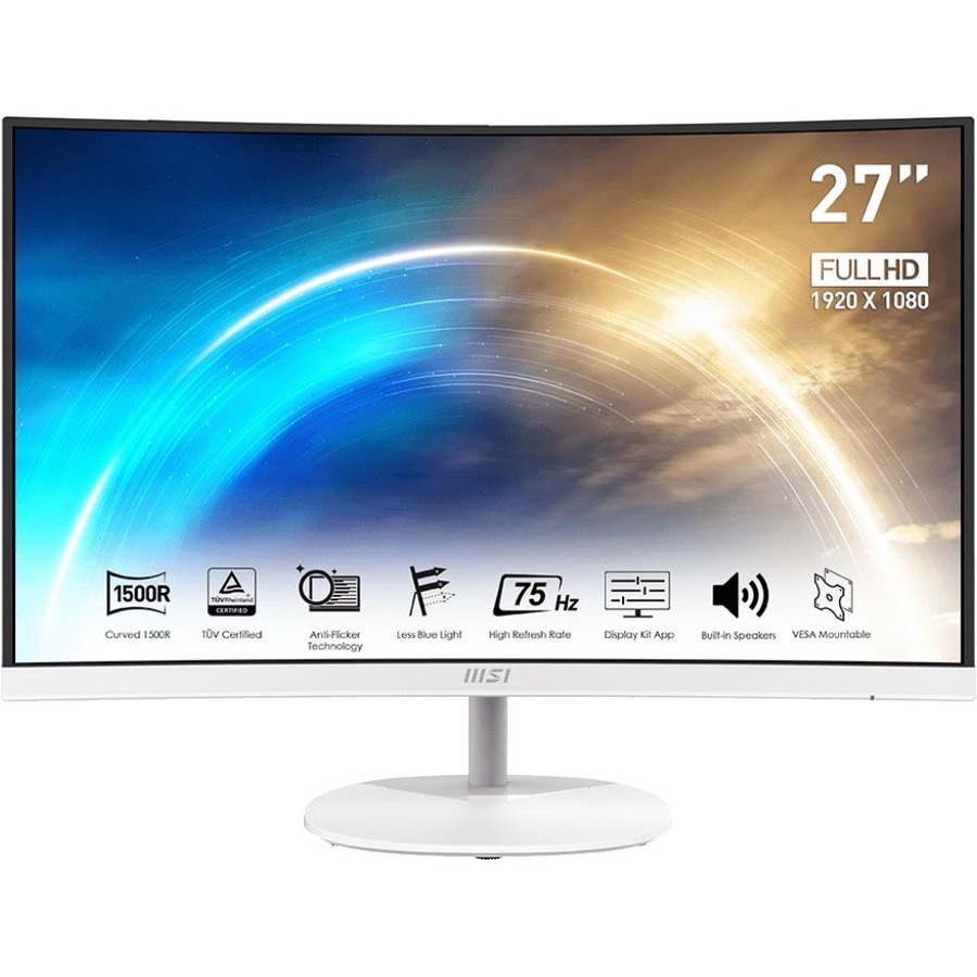 MSI Pro MP271CW 27" Class Full HD Curved Screen LCD Monitor - 16:9 - White