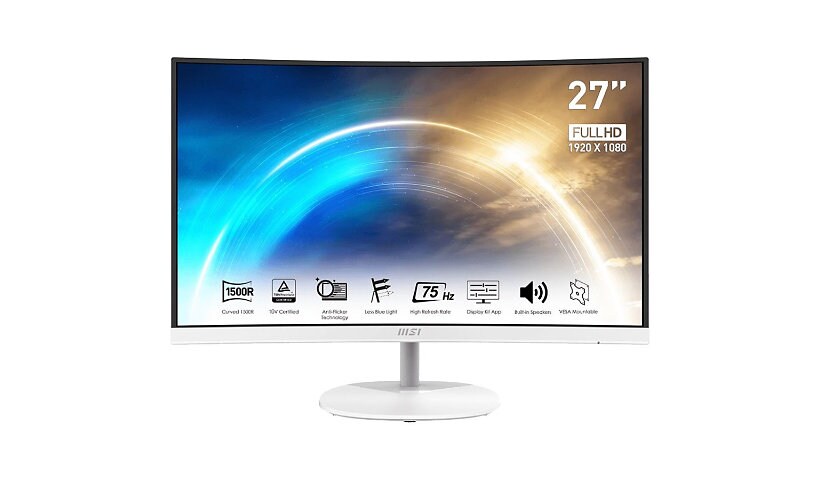 MSI Pro MP271CW 27" Class Full HD Curved Screen LCD Monitor - 16:9 - White