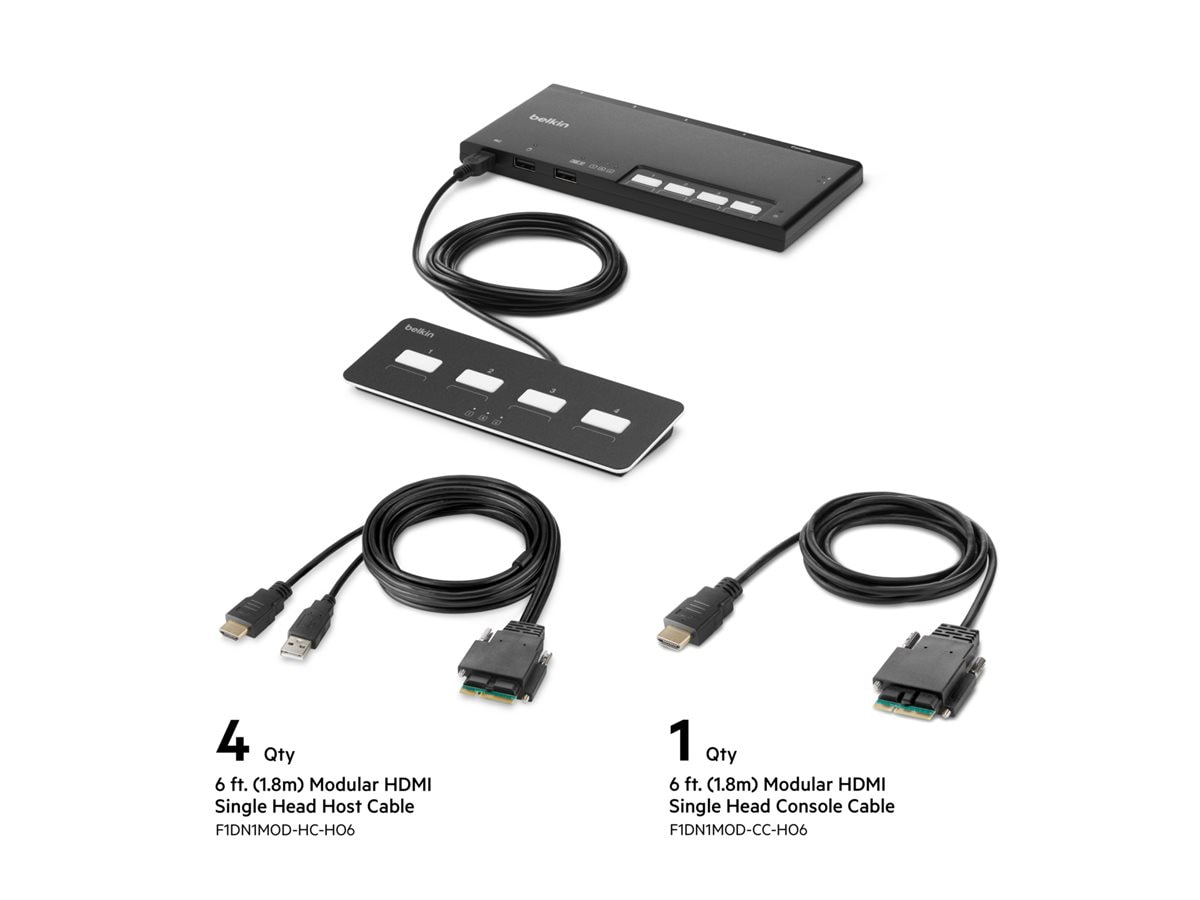 Belkin Modular Secure Single Head - KVM switch - 4 ports - TAA Compliant