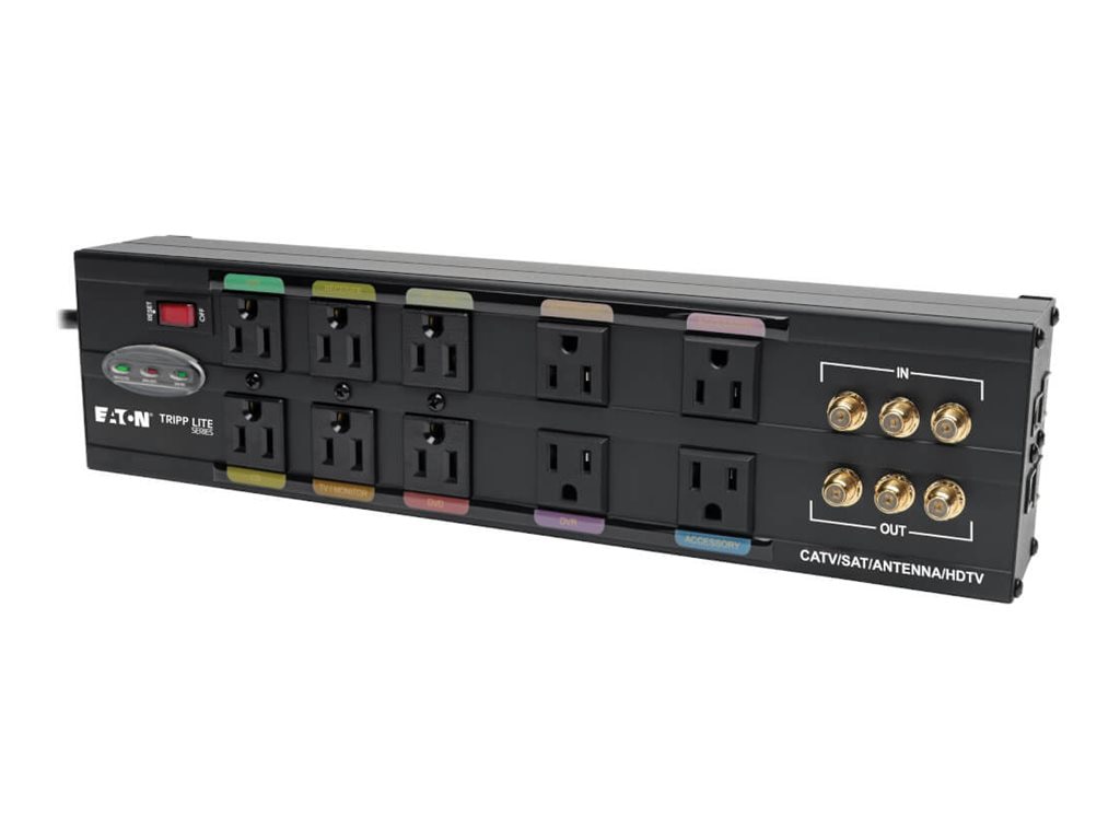 Eaton Tripp Lite Series Home Theater Isobar Surge Protector 10 Outlet RJ11 RJ45 Coax - surge protector