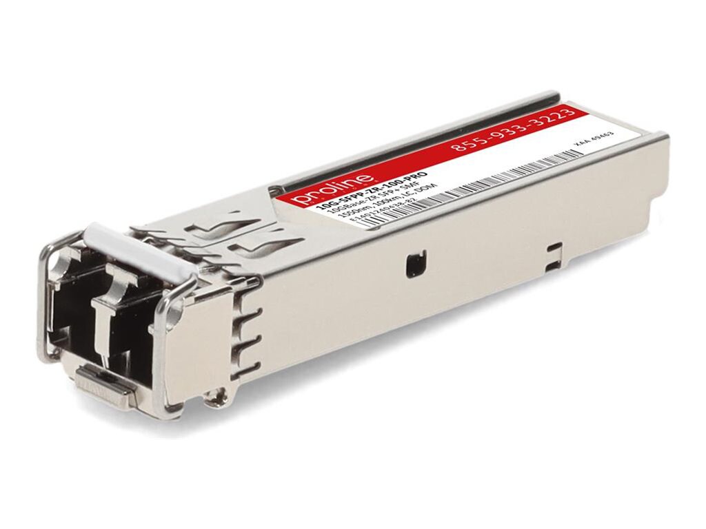 Proline Brocade (Formerly) 10G-SFPP-ZR-100 Compatible TAA 10GBase-ZR SFP+ Transceiver (SMF, 1550nm, 100km, LC, DOM)