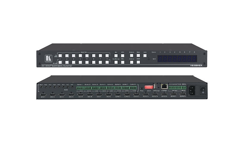 Kramer VS-88H2A - video/audio switch - 4K, HDR, HDCP 2.2, matrix switcher with analog & digital audio routing - 8 x 8 -