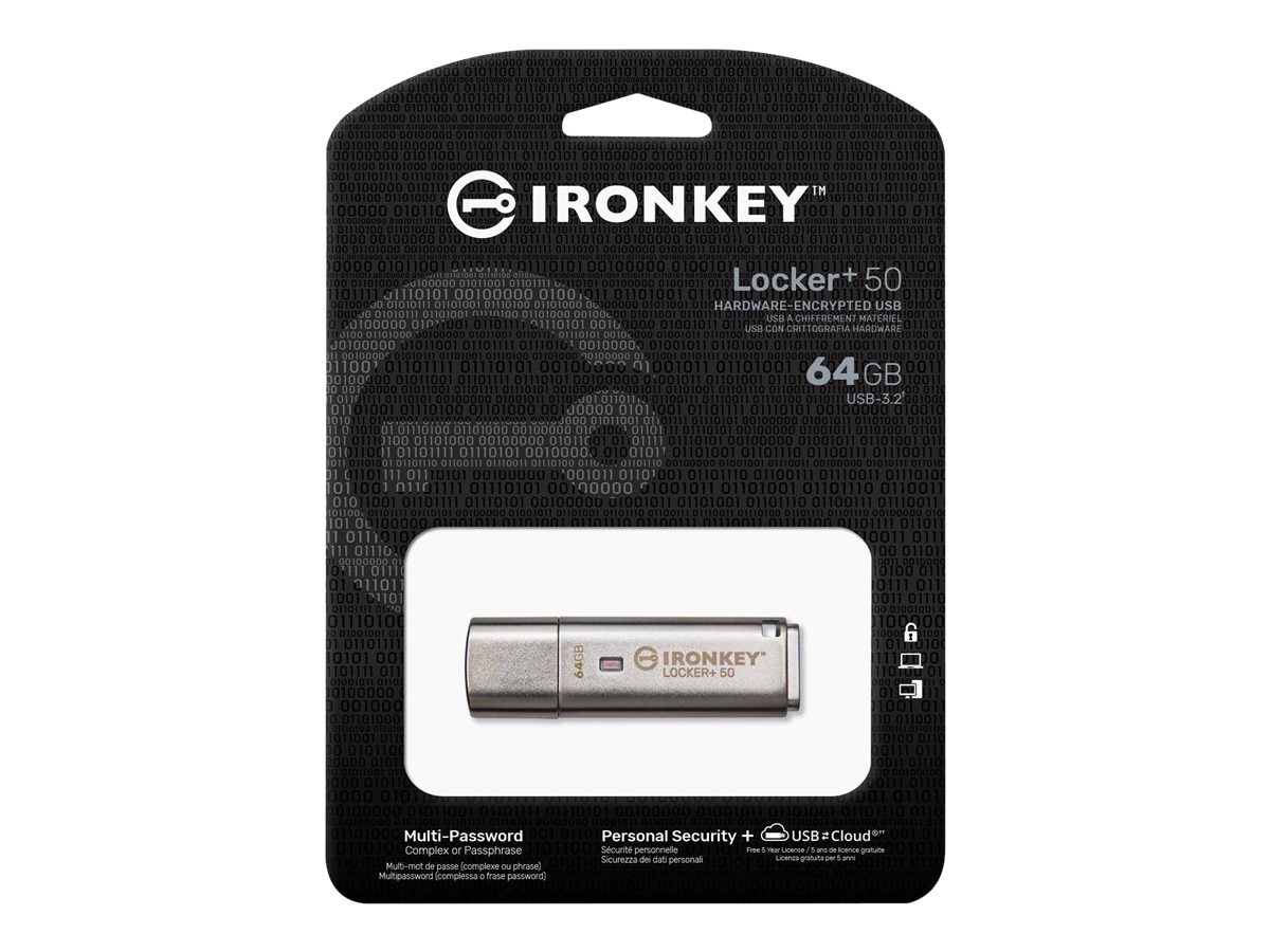 Thumbnail 3 of 3 for Kingston IronKey Locker+ 50 - USB flash drive - 64 GB