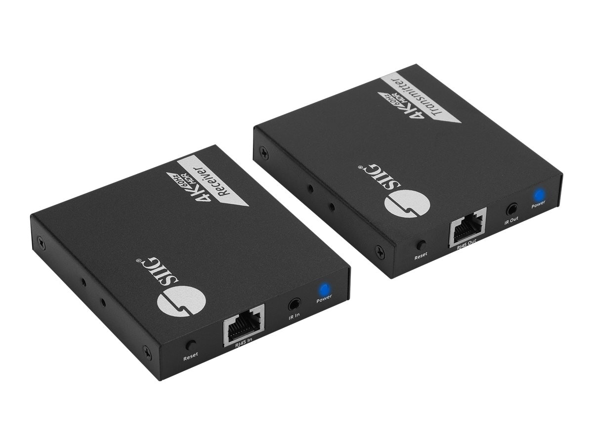 SIIG 4K 60Hz HDMI Over Cat6 Extender - video/audio/infrared extender - HDMI, infrared