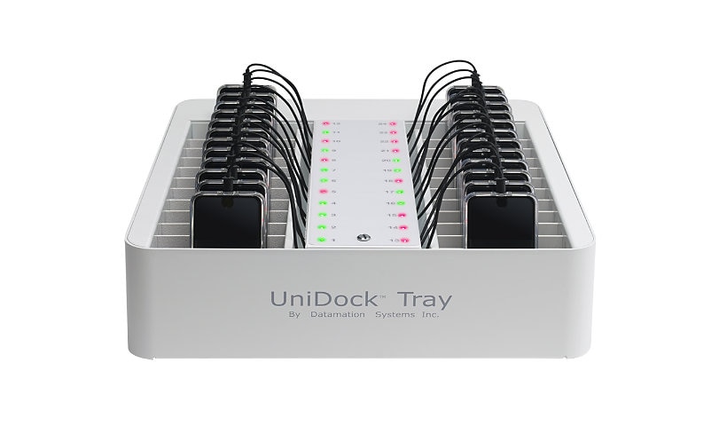 Datamation UniDock Tray-24 for Tablets and iPhone 13 with Otterbox Defender XT Case