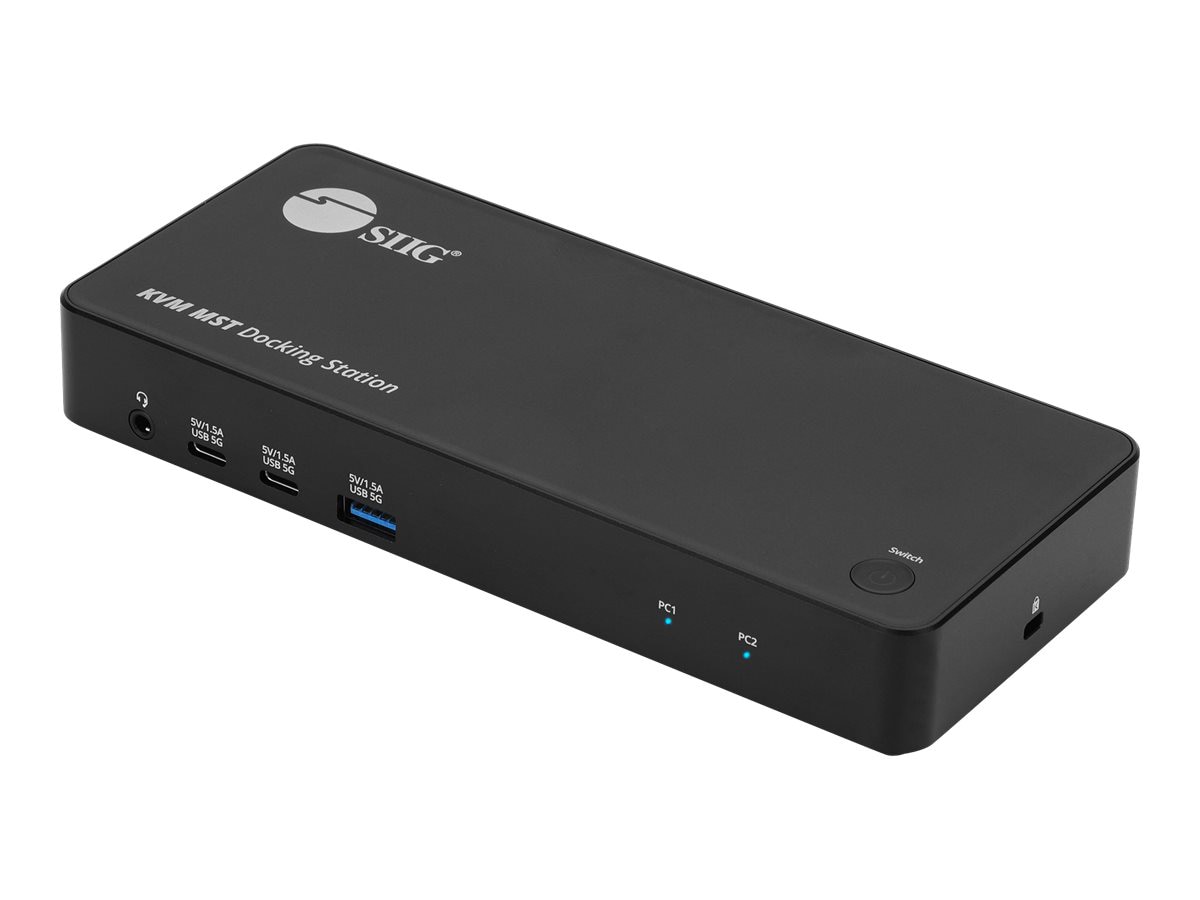 SIIG Dual Host USB-C KVM MST Docking Station - docking station - USB-C x 2 - 2 x HDMI, DP - GigE