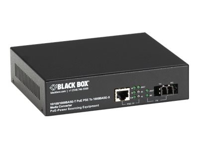 Black Box Gb PoE MED CONV 10/100/1000Mb COP to 1000Mb SM FBR 1310nm 10km LC