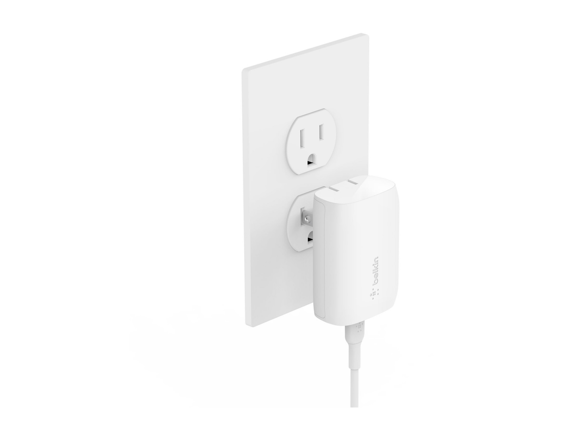 Belkin 30W Portable USB-C Wall Charger - 1xUSB-C - with USB-C to Lightning Cable - Fast Charging - Power Adapter - White