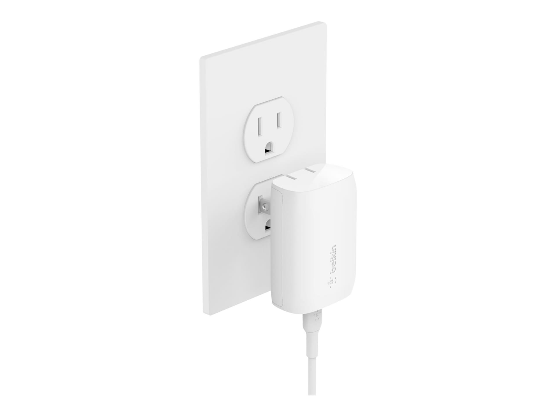 Belkin 30W Portable USB-C Wall Charger - 1xUSB-C - with USB-C to USB-C Cable - Fast Charging - Power Adapter - White