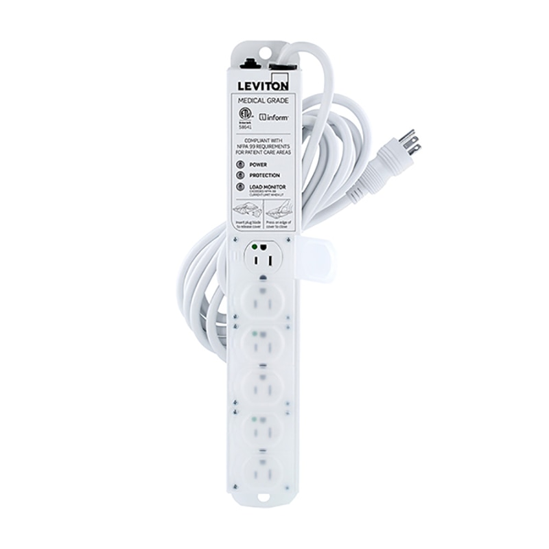 Leviton - power strip - 15 Amp, medical grade with Load Monitoring Inform Technology, surge protected, 15' cord