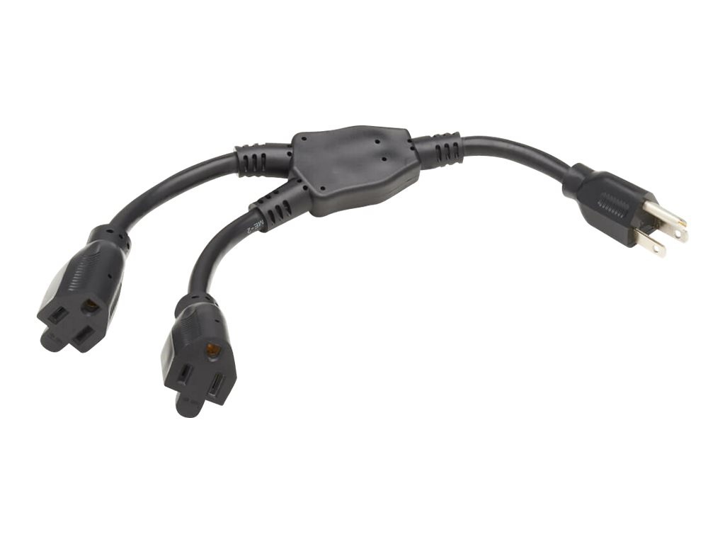 Tripp Lite Power Extension Cord Y Splitter 5-15P to 2x 5-15R 15A 120V 1ft