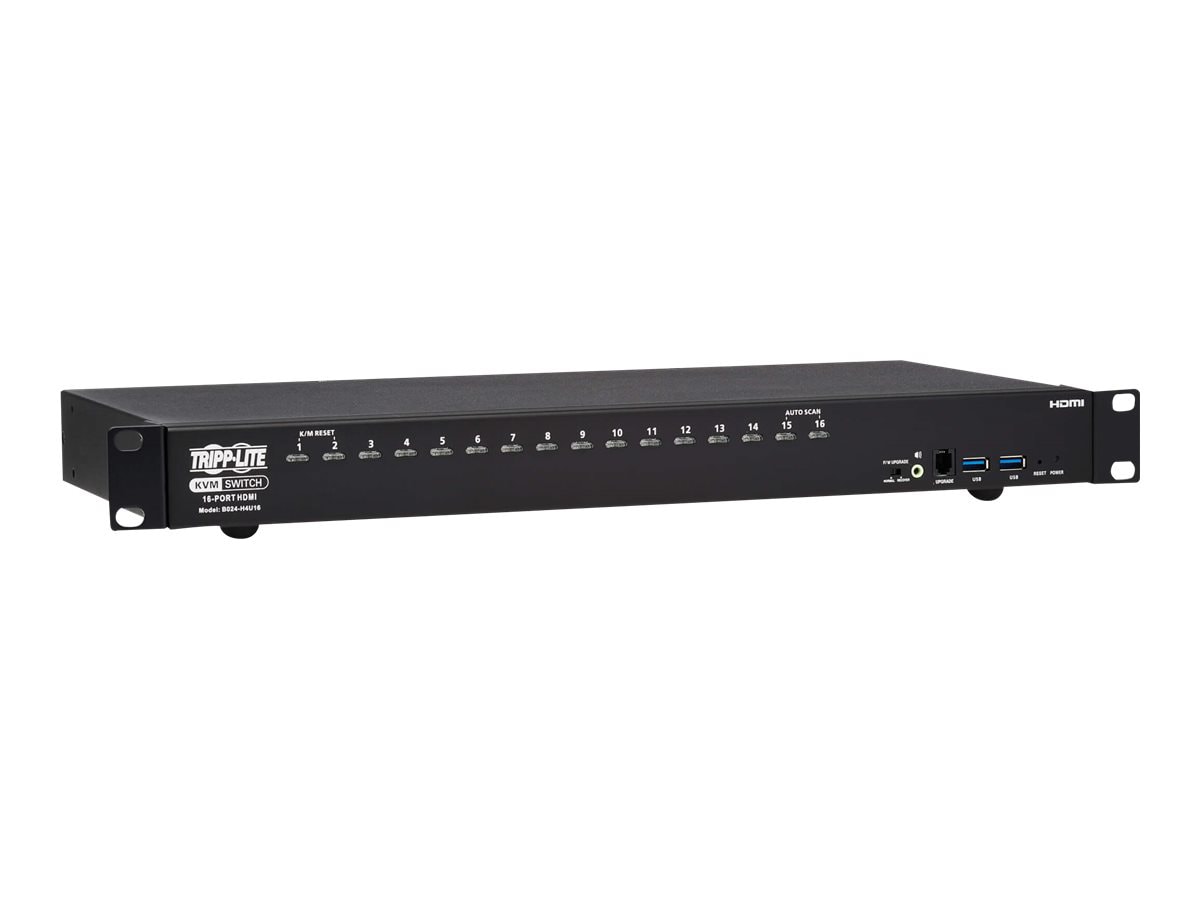 Tripp Lite 4K HDMI/USB KVM Switch 16-Port - 4K 60 Hz Video/Audio, USB Peripheral Sharing, 1U Rack-Mount - KVM / audio /