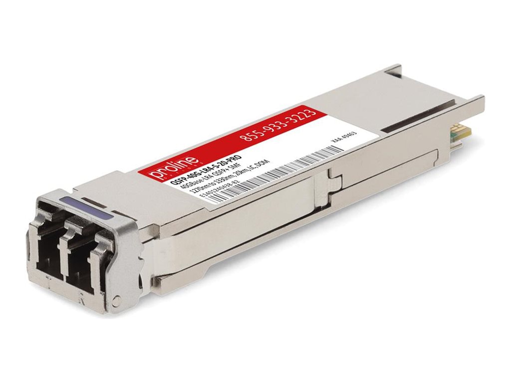 Proline Cisco® QSFP-40G-LR4-S-20 Compatible TAA 40GBase-LR4 QSFP+ Transceiver (SMF, 1270nm to 1330nm, 20km, LC, DOM)