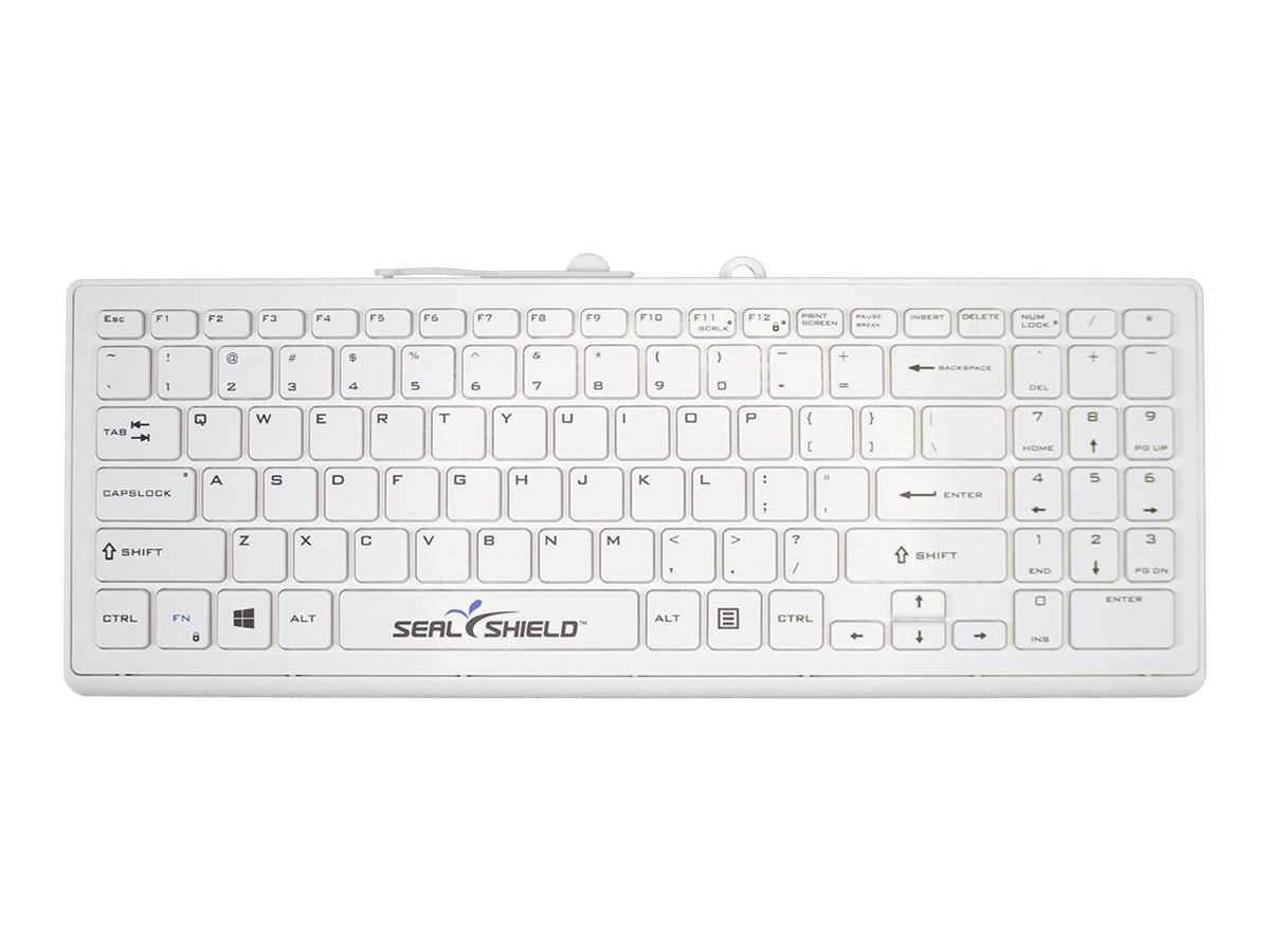 Seal Shield Cleanwipe Pro - keyboard - waterproof - with magnetic card reader - QWERTY - US - white Input Device