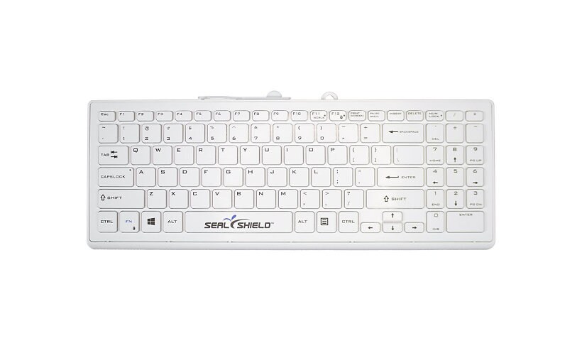 Seal Shield Cleanwipe Pro - keyboard - waterproof - with magnetic card reader - QWERTY - US - white