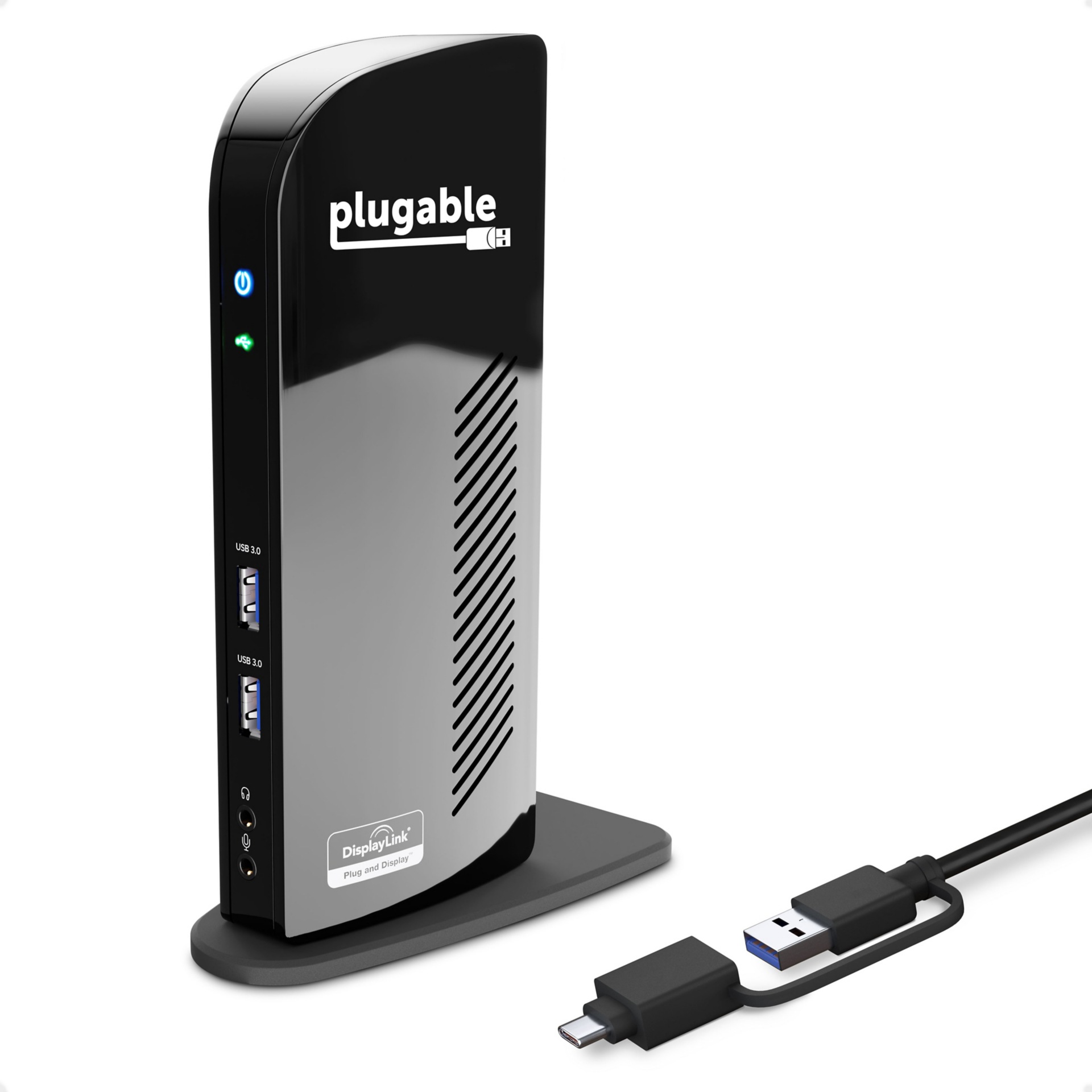 Plugable Laptop Docking Station Dual Monitor for USB-C or USB 3.0 (Dual HDMI,6x USB Ports,Gigabit Ethernet,Audio)