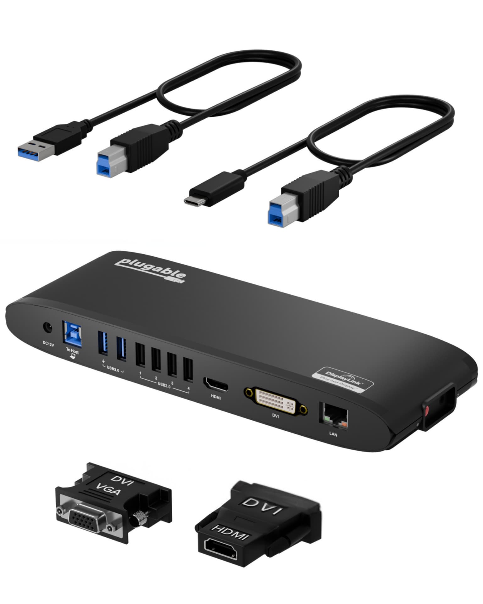 Plugable Single Full HD DVI USB-A Docking Station (24W PD)