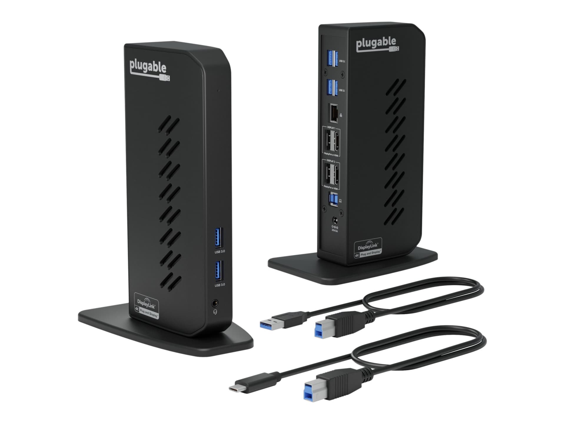 Plugable USB 3.0 and USB-C Dual 4K Display Docking Station w/ DisplayPort and HDMI for Windows and Mac,Vertical