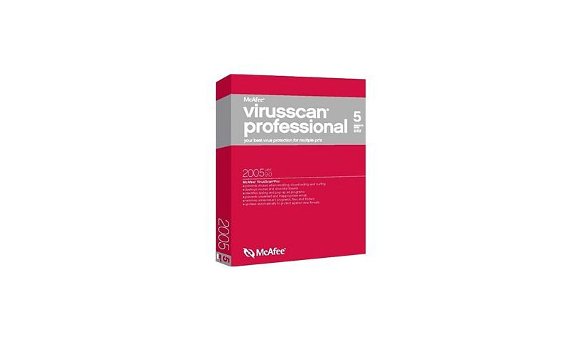 McAfee VirusScan Professional 9.0, 5 user license