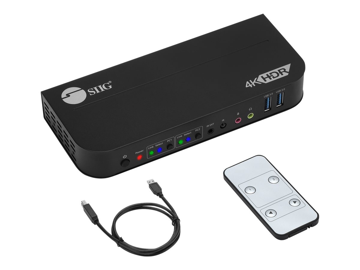 SIIG 2x1 DisplayPort 4K KVM USB 3.0 Switch - KVM / audio / USB switch - 2 p