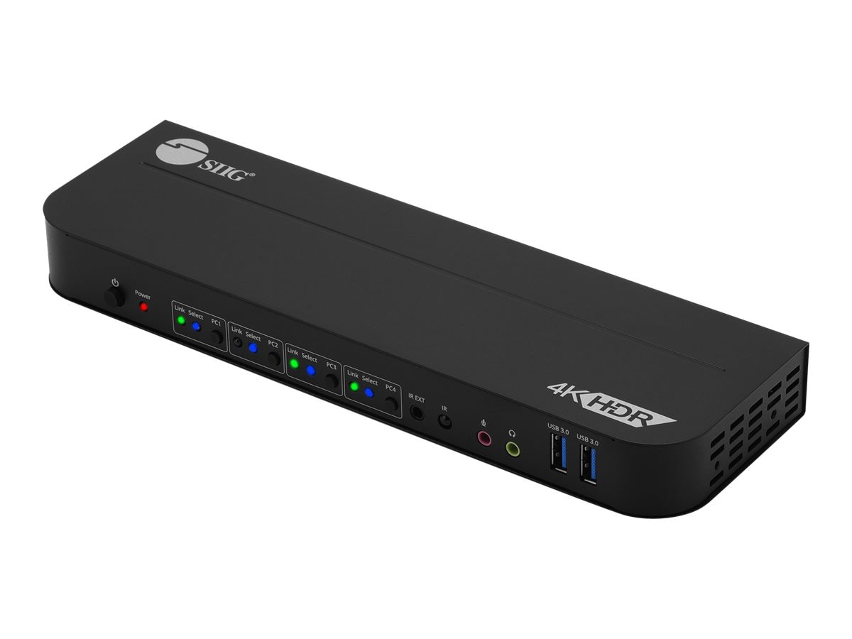 SIIG 4x1 HDMI 4K HDR KVM USB 3.0 Switch - KVM / audio / USB switch - 4 port