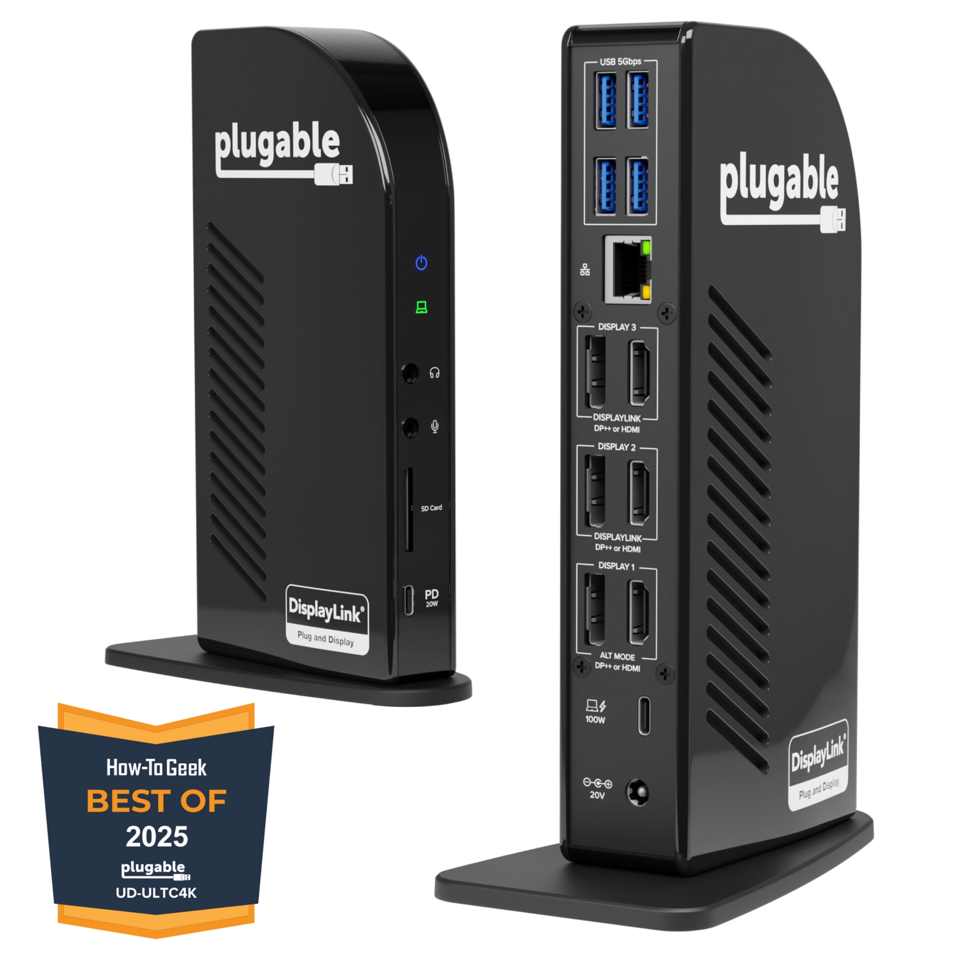 Plugable 4K USB C Docking Station Triple Monitor w/100W Charging