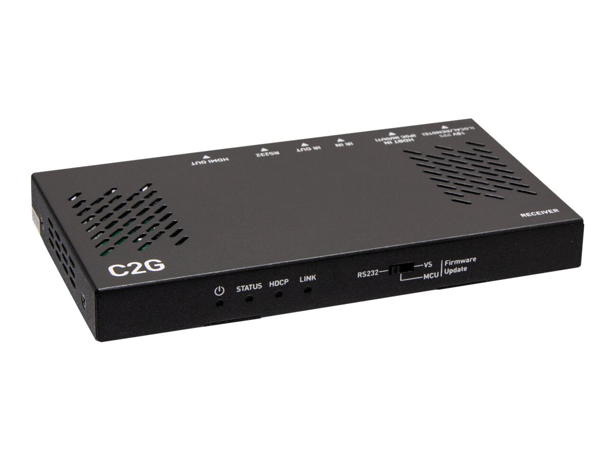 C2G HDBaseT HDMI Extender + RS232 and IR over Cat Cable - Slim HDMI Receiver Box - 4K 60Hz