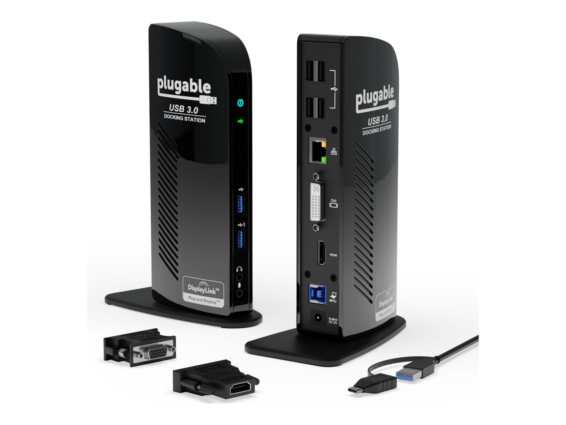 Plugable USB 3.0 Universal Laptop Docking Station Dual for Windows and Mac - and DVI/VGA/HDMI - UD-3900 - Docking Stations & Port Replicators -