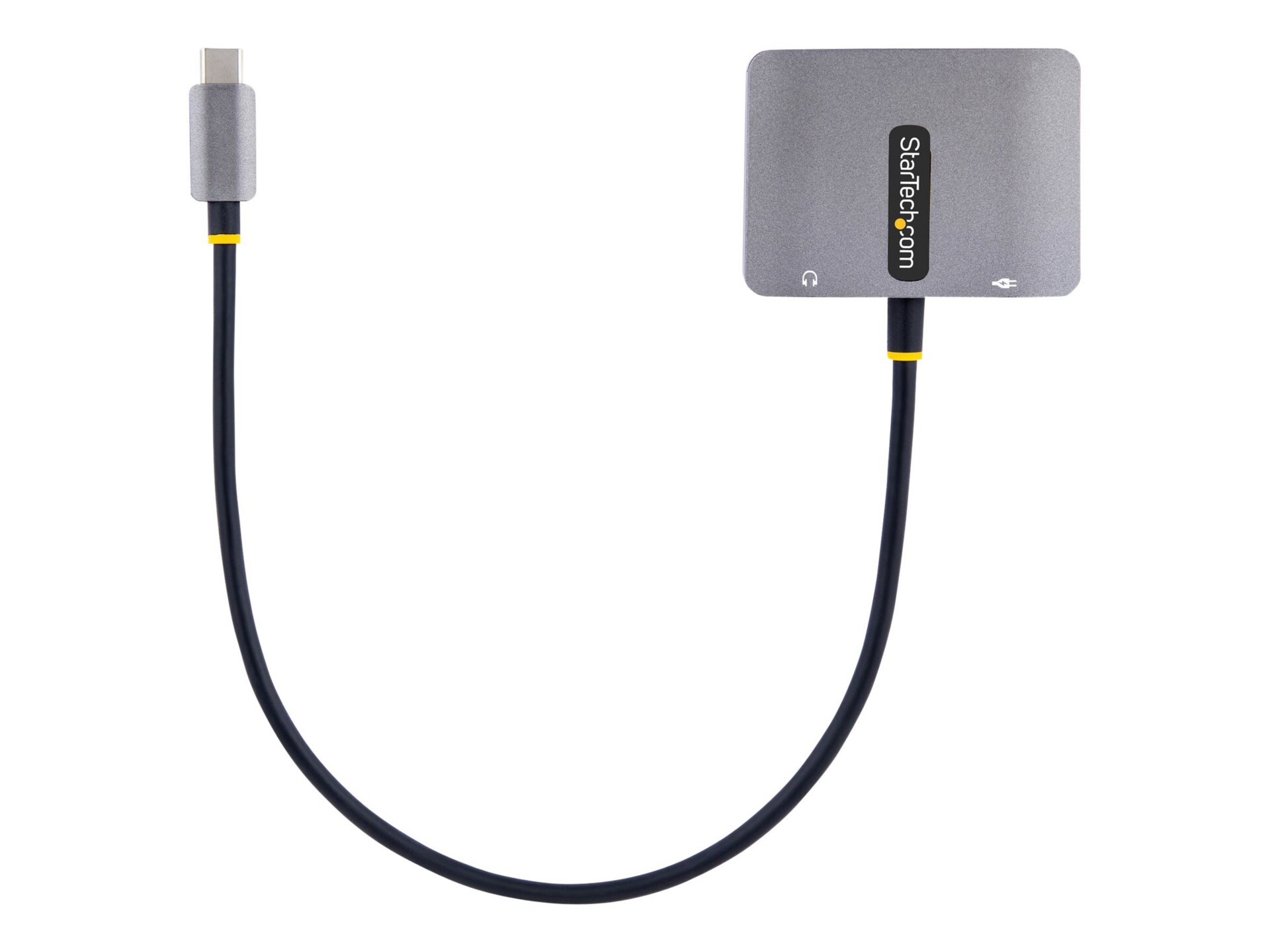 StarTech.com USB C Video Adapter, USB C to HDMI VGA Multiport Adapter, 3.5mm Audio, 4K 60Hz HDR, 100W PD 3.0 PT, USB C