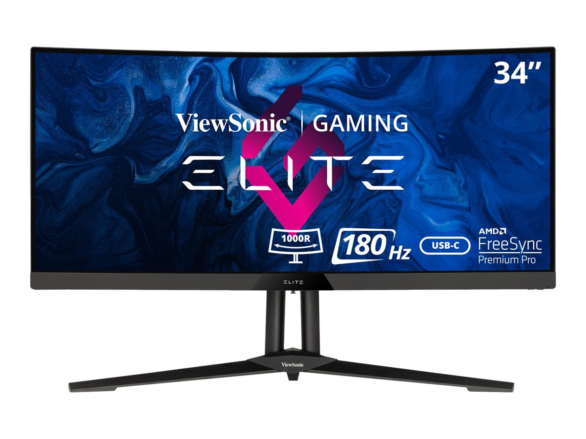 ViewSonic ELITE XG340C-2K - 1440p Curved Gaming Monitor 180Hz, FreeSync Premium Pro, HDMI 2.1, USB-C - 550 cd/m² - 34"
