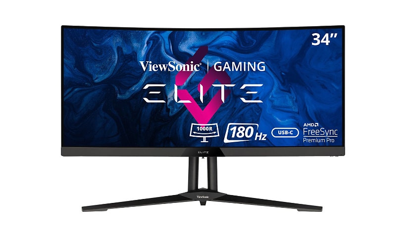 ViewSonic ELITE XG340C-2K - 1440p Curved Gaming Monitor 180Hz, FreeSync Premium Pro, HDMI 2.1, USB-C - 550 cd/m² - 34"