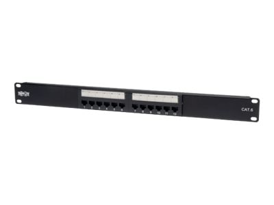 Tripp Lite 12-Port Cat6 Cat5 Patch Panel 568B 110 Punch Down Rackmount RJ45 1URM TAA - patch panel - 1U - 19"