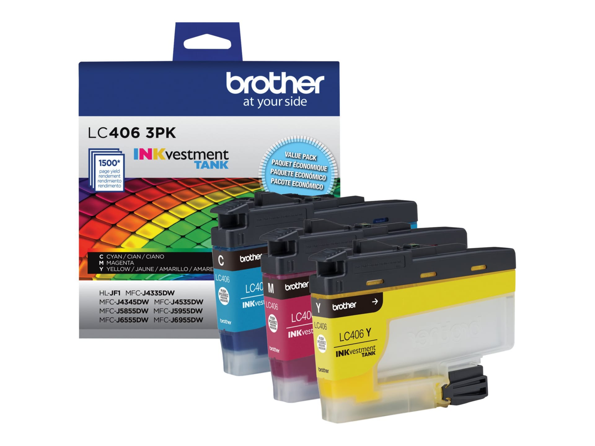 Brother LC406 Value Pack - 3-pack - yellow, cyan, magenta - original - ink cartridge