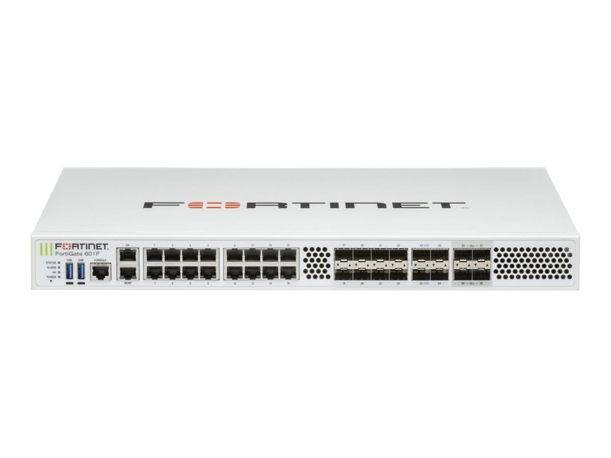 Fortinet FortiGate 601F - security appliance - with 1 year 24x7 FortiCare Support + 1 year FortiGuard Unified Threat